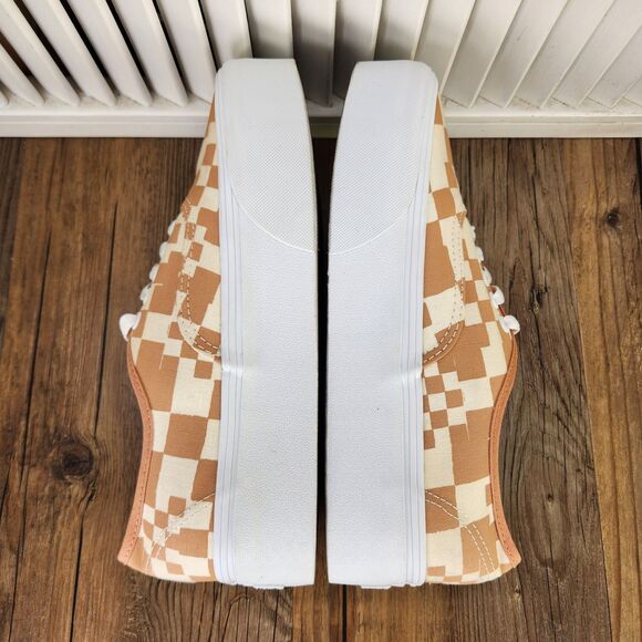 Vans Authentic Stacked Platform Sneakers Womens Size 9.5 Sand Checkerboard Shoes - Picture 6 of 9